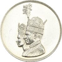 مدال یادبود نقره جشن تاجگذاری 1346 - MS62 - محمد رضا شاه