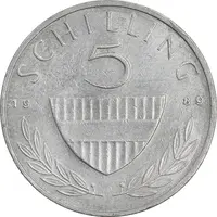 سکه 5 شیلینگ 1989 جمهوری دوم - AU55 - اتریش