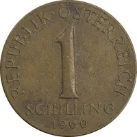 سکه 1 شیلینگ 1960 جمهوری دوم - EF45 - اتریش