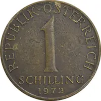 سکه 1 شیلینگ 1972 جمهوری دوم - EF40 - اتریش