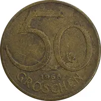 سکه 50 گروشن 1966 جمهوری دوم - AU50 - اتریش