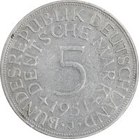 سکه 5 مارک 1951J جمهوری فدرال - EF40 - آلمان