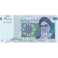 اسکناس 20000 ریال (حسینی - شیبانی) تصویر بزرگ - امضا بزرگ - تک - AU55 - جمهوری اسلامی