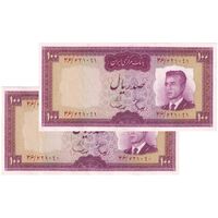 اسکناس 100 ریال (هویدا - سمیعی) - جفت - AU55 - محمد رضا شاه