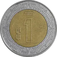 سکه 1 پزو 2006 ایالات متحده - AU50 - مکزیک