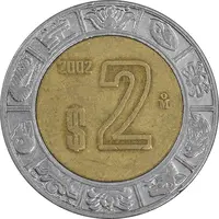 سکه 2 پزو 2002 ایالات متحده - EF45 - مکزیک