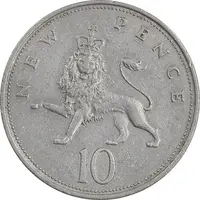 سکه 10 نیو پنس 1968 الیزابت دوم - EF45 - انگلستان