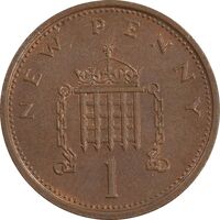 سکه 1 نیو پنی 1976 الیزابت دوم - EF45 - انگلستان