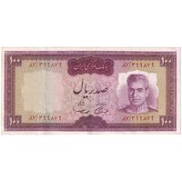 اسکناس 100 ریال (آموزگار - سمیعی) نوشته قرمز - تک - AU50 - محمد رضا شاه