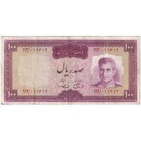 اسکناس 100 ریال (آموزگار - سمیعی) نوشته قرمز - تک - EF40 - محمد رضا شاه