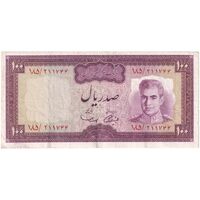 اسکناس 100 ریال (آموزگار - سمیعی) نوشته سیاه - تک - EF40 - محمد رضا شاه