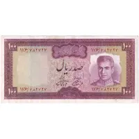 اسکناس 100 ریال (آموزگار - فرمان فرماییان) نوشته سیاه - تک - EF45 - محمد رضا شاه