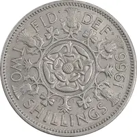 سکه 2 شیلینگ 1966 الیزابت دوم - EF45 - انگلستان
