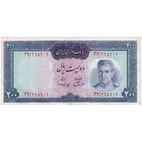 اسکناس 200 ریال (آموزگار - سمیعی) نوشته قرمز - تک - EF45 - محمد رضا شاه