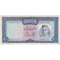 اسکناس 200 ریال (آموزگار - سمیعی) نوشته سیاه - تک - VF35 - محمد رضا شاه