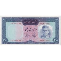 اسکناس 200 ریال (آموزگار - فرمان فرماییان) نوشته قرمز - تک - EF45 - محمد رضا شاه