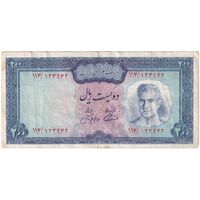 اسکناس 200 ریال (آموزگار - جهانشاهی) - تک - EF40 - محمد رضا شاه