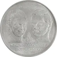 مدال 50 کرون 1976 یادبود ازدواج کارل شانزدهم با سیلویا - MS64 - سوئد