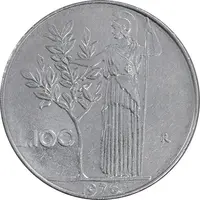 سکه 100 لیره 1976 جمهوری - AU50 - ایتالیا
