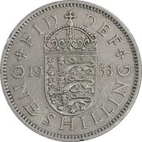 سکه 1 شیلینگ 1953 الیزابت دوم - سپر انگلیس - VF35 - انگلستان