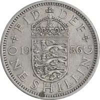 سکه 1 شیلینگ 1956 الیزابت دوم - سپر انگلیس - AU50 - انگلستان