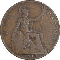 سکه 1 پنی 1919 جرج پنجم - VF30 - انگلستان