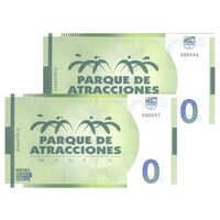 اسکناس 0 یورو بدون تاریخ - شهربازی مادرید-استار فلایر و زیپ لاین - جفت - UNC65 - اسپانیا