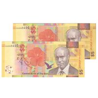 اسکناس 5 دلار 2020 الیزابت دوم - جفت - UNC63 - باهاما