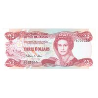 اسکناس 3 دلار بدون تاریخ(1984) الیزابت دوم - تک - UNC65 - باهاما