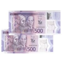 اسکناس 500 دلار 2022 الیزابت دوم - جفت - UNC65 - جامائیکا