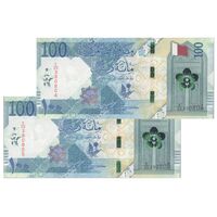 اسکناس 100 ریال 2022 تمیم بن حمد آل ثانی - جفت - UNC63 - قطر