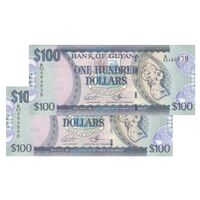 اسکناس 100 دلار بدون تاریخ (2016) جمهوری - Dr. Bobind Ganga & Ashni Singh - جفت - UNC64 - گویان