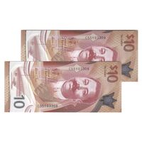 اسکناس 10 دلار 2022 جمهوری - جفت - UNC65 - باربادوس