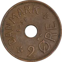 سکه 2 اوره 1938 کریستیان دهم - EF45 - دانمارک