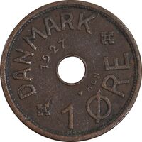سکه 1 اوره 1927 کریستیان دهم - EF45 - دانمارک