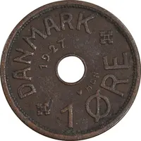 سکه 1 اوره 1927 کریستیان دهم - EF45 - دانمارک