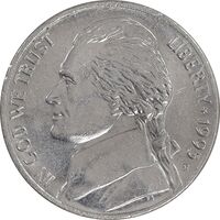 سکه 5 سنت 1995D جفرسون - AU58 - آمریکا