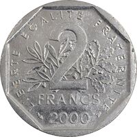 سکه 2 فرانک 2000 جمهوری پنجم - MS61 - فرانسه