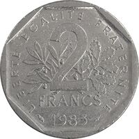 سکه 2 فرانک 1983 جمهوری پنجم - AU55 - فرانسه