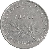 سکه 1 فرانک 1976 جمهوری پنجم - EF45 - فرانسه