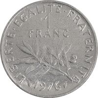 سکه 1 فرانک 1976 جمهوری پنجم - AU50 - فرانسه