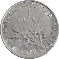 سکه 1 فرانک 1972 جمهوری پنجم - MS61 - فرانسه