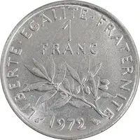 سکه 1 فرانک 1972 جمهوری پنجم - MS61 - فرانسه