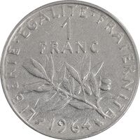 سکه 1 فرانک 1964 جمهوری پنجم - AU55 - فرانسه