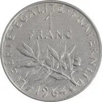 سکه 1 فرانک 1964 جمهوری پنجم - AU55 - فرانسه