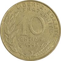سکه 10 سانتیم 1993 جمهوری کنونی - ماریان - AU58 - فرانسه