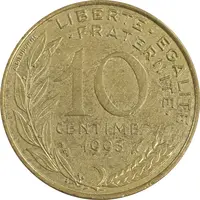 سکه 10 سانتیم 1993 جمهوری کنونی - ماریان - EF45 - فرانسه