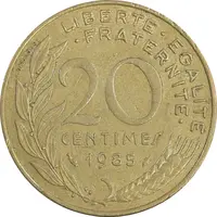 سکه 20 سانتیم 1985 جمهوری کنونی - ماریان - EF45 - فرانسه