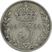 سکه 3 پنس 1921 جرج پنجم - EF40 - انگلستان