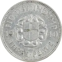 سکه 3 پنس 1940 جرج ششم - AU55 - انگلستان